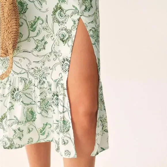 RIHOAS Green Floral Square Neck Midi Dress M - Picture 4 of 5